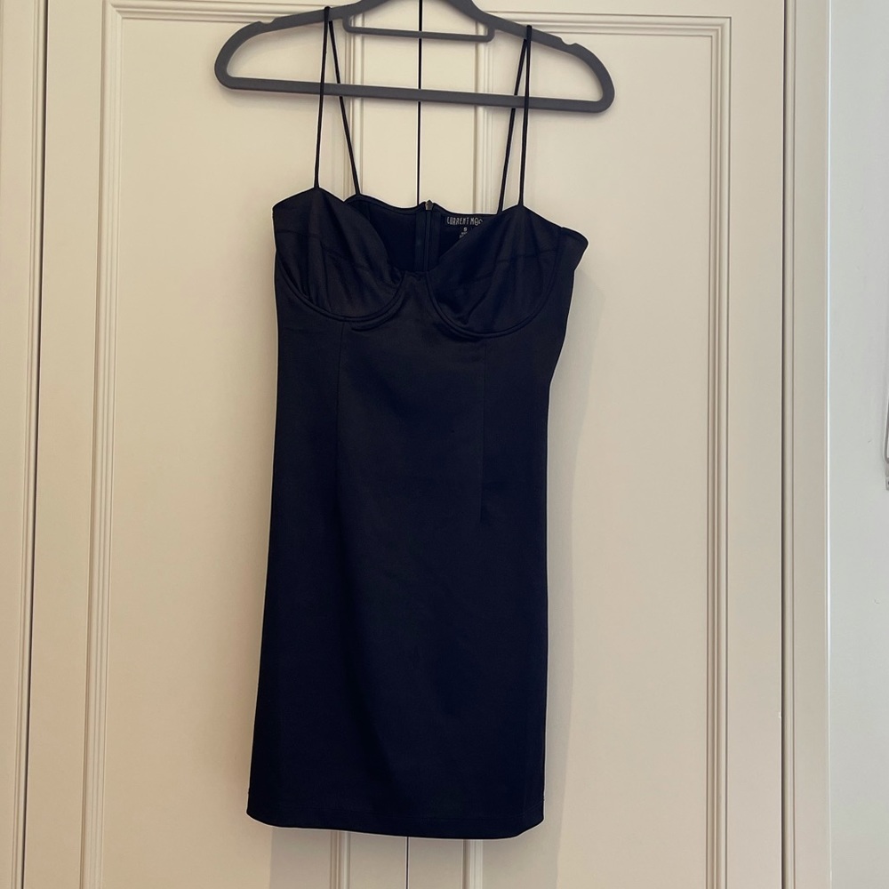 Current Mood Black Satin Bustier Mini Dress